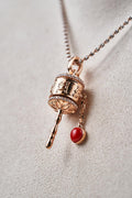Red Coral Six-Character Great Bright Mantra Diamond Turning 
Wheel Pendant (Protects Safety/Expels Evil/Purifies Magnetic Field/Guanyin Bodhisattva/Tathagata Buddha)