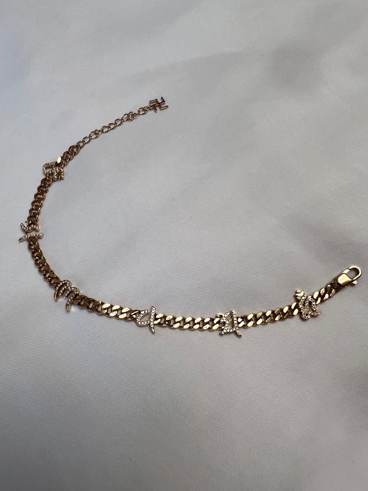 The six -Character Great Bright  Mantra" (Om Mani Padme Hum) diamond bracelet