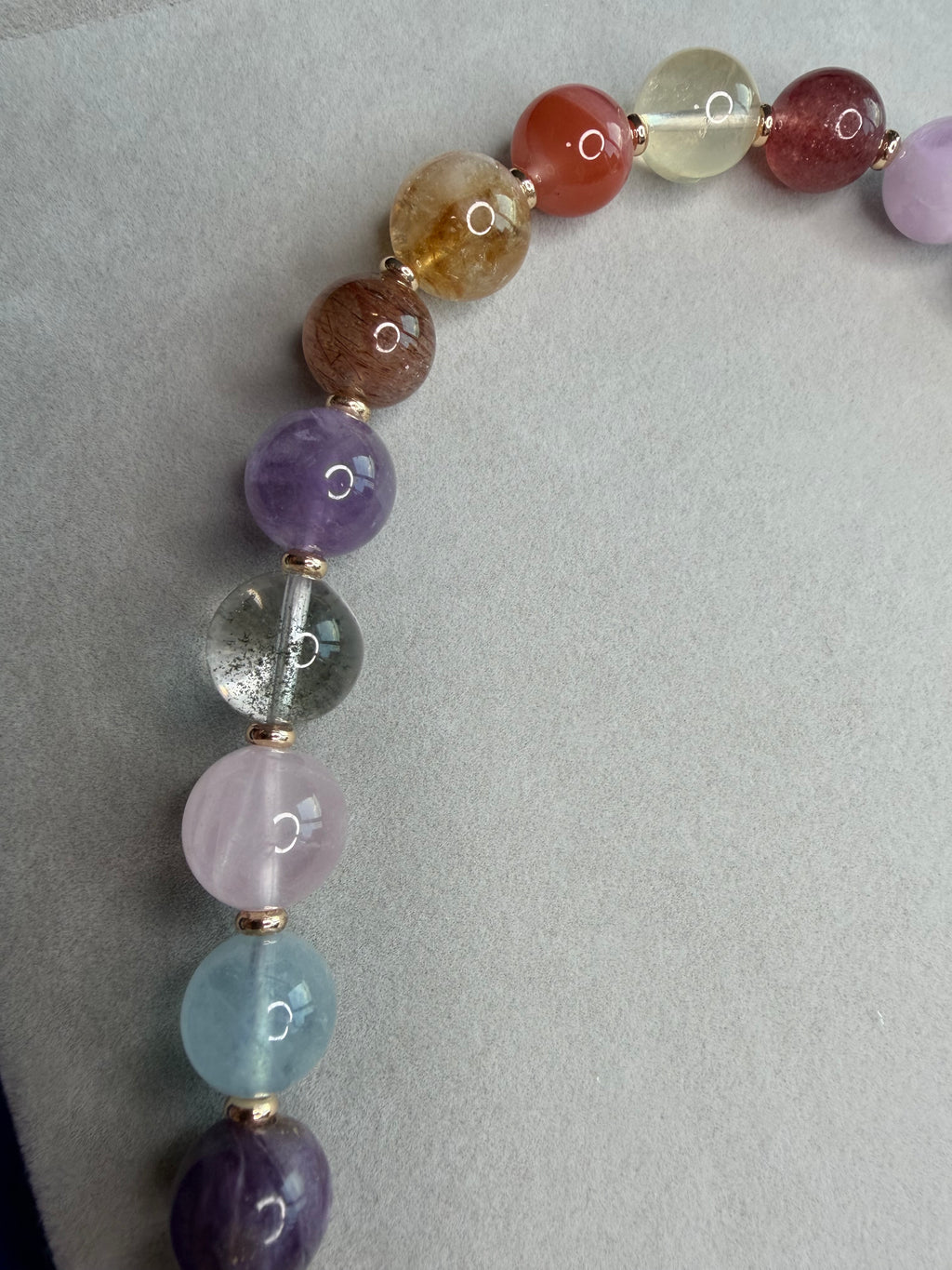 Boutique Natural Crystal Dobao Round Bead Necklace Sea Blue Treasure Black Gold Super Seven Purple Lithium Huinan Red
