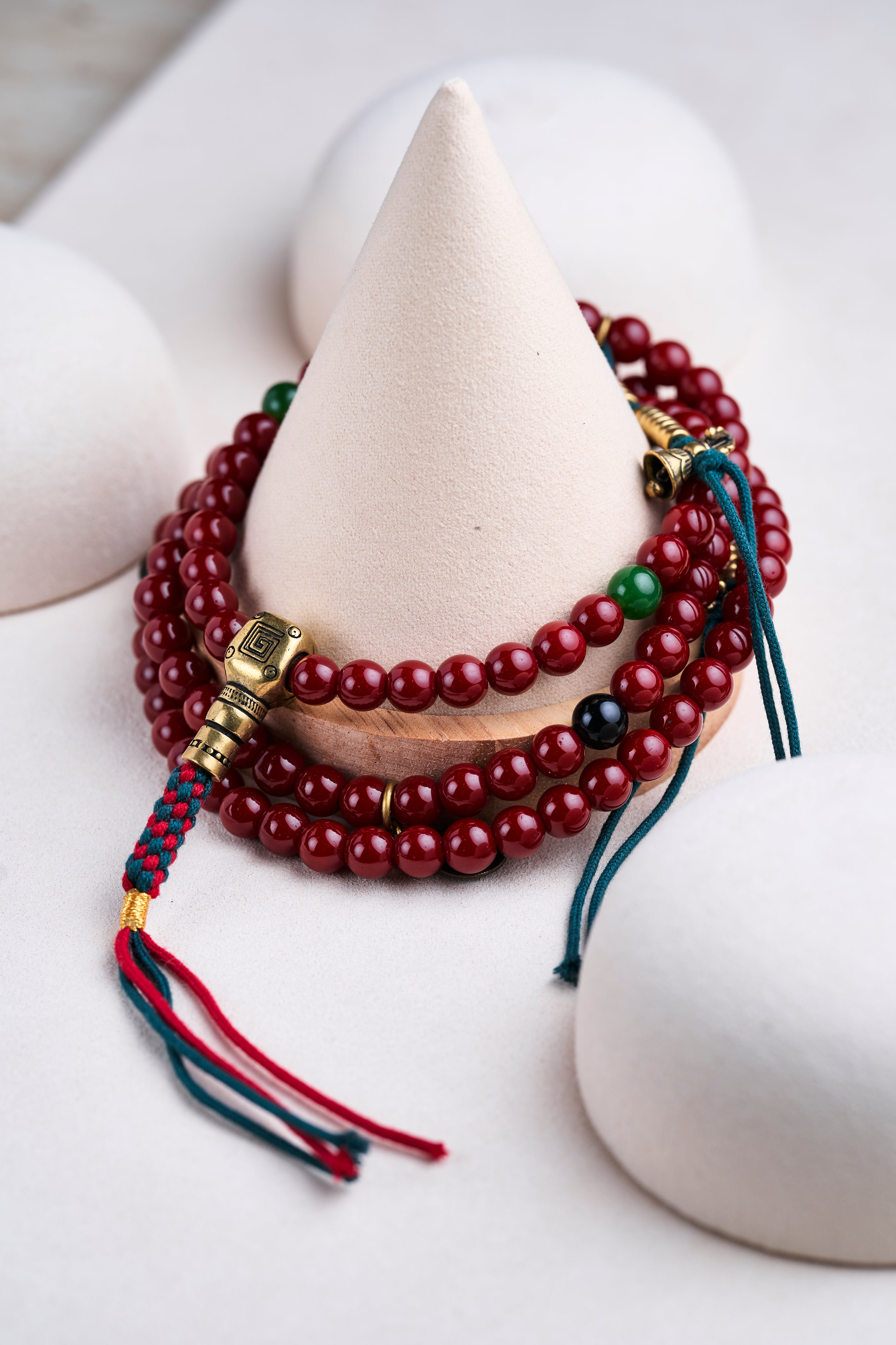 Red Buddhist Prayer Beads 108 Enlightening Action Mala (8mm)