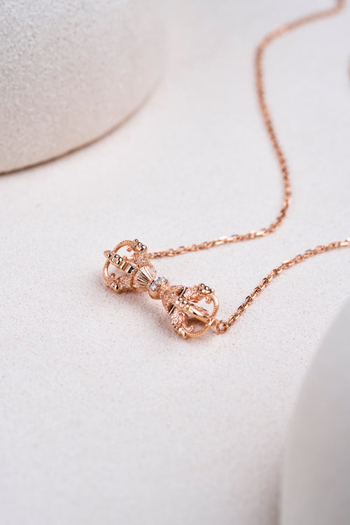 (Vajra)18k rose gold diamond necklace (Protect your body × to drive Evil × Keep your peace)