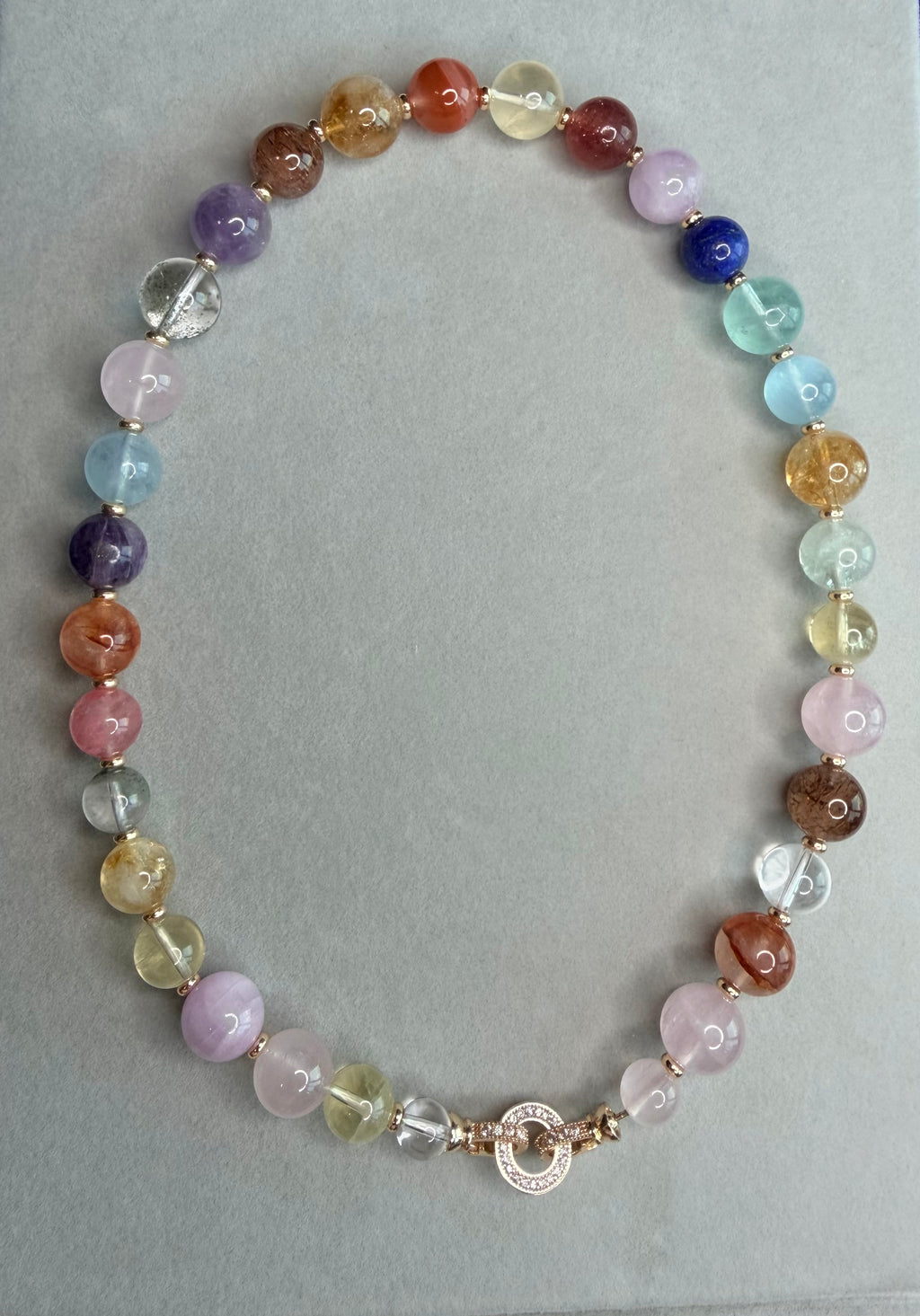 Boutique Natural Crystal Dobao Round Bead Necklace Sea Blue Treasure Black Gold Super Seven Purple Lithium Huinan Red