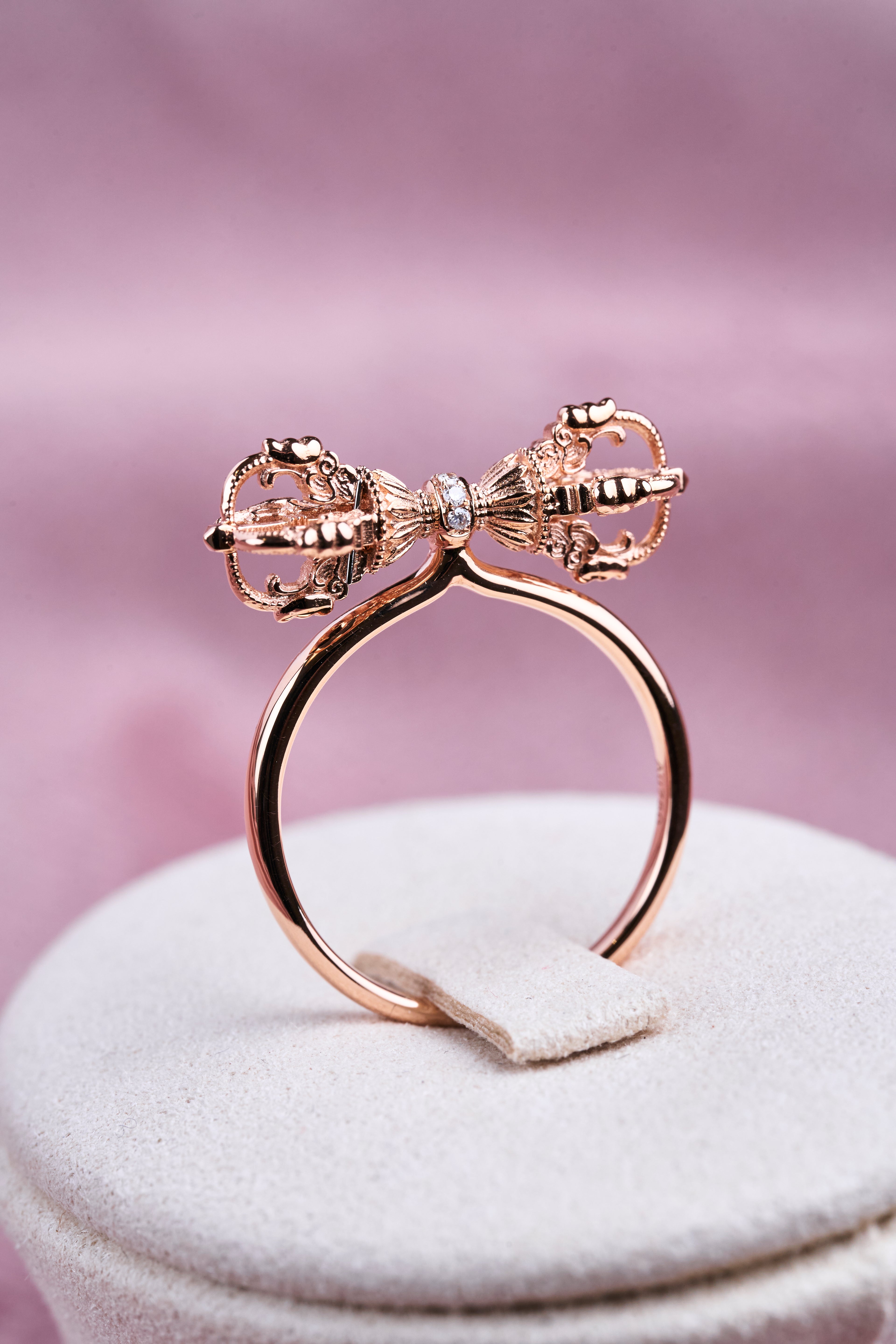 (Vajra)18k rose gold diamond Ring （Protect your body × to drive Evil × Keep your peace)