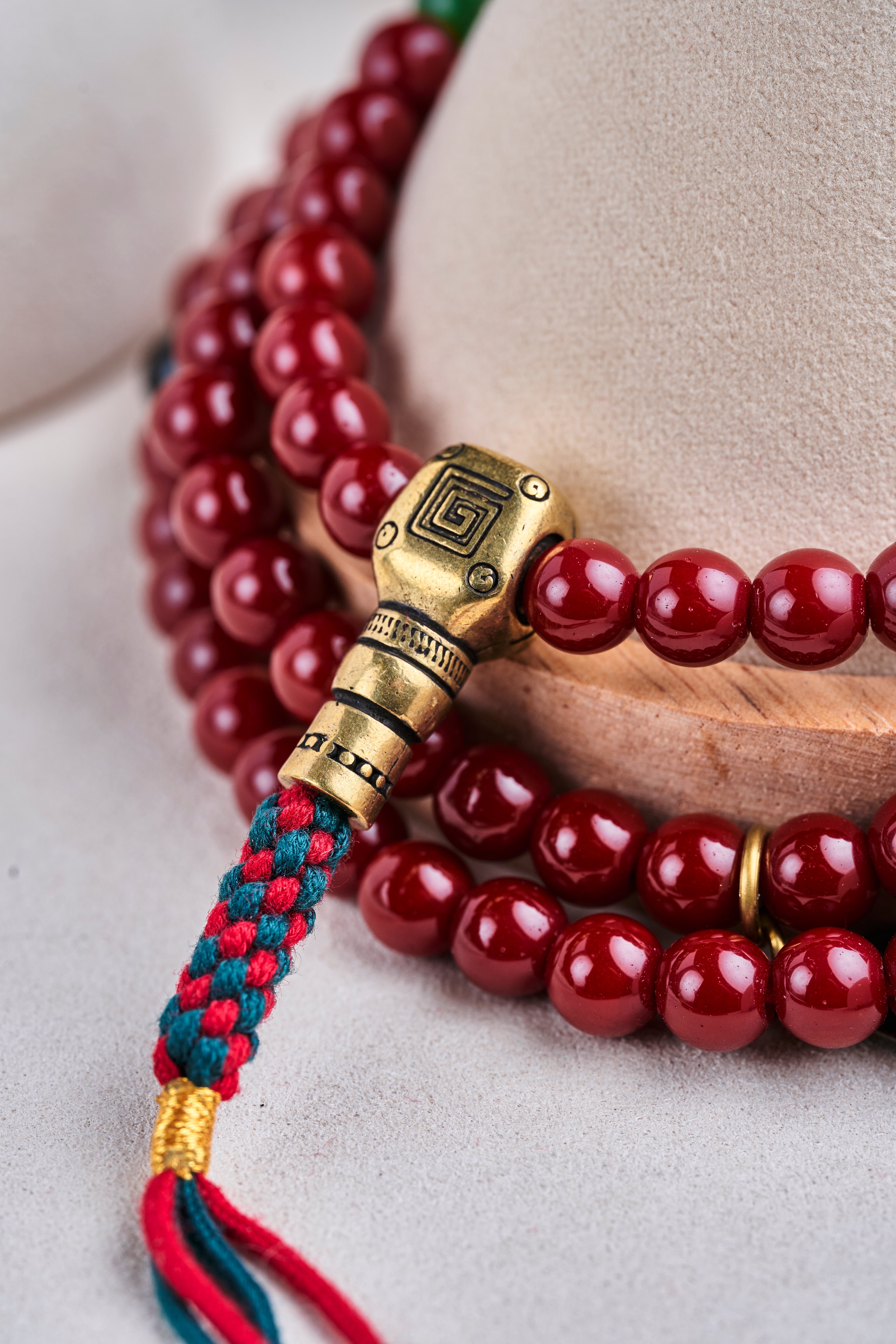 Red Buddhist Prayer Beads 108 Enlightening Action Mala (8mm)
