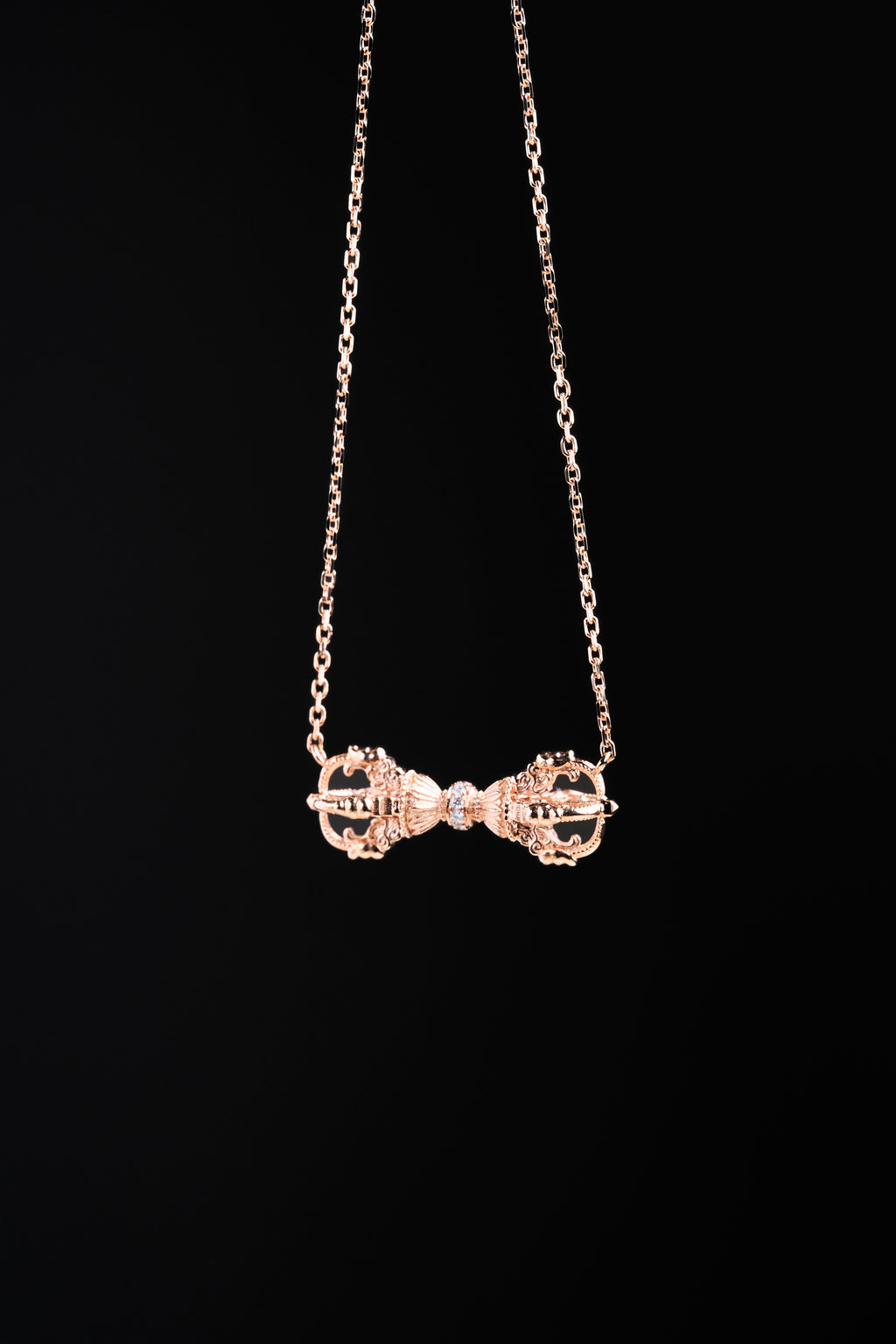 (Vajra)18k rose gold diamond necklace (Protect your body × to drive Evil × Keep your peace)