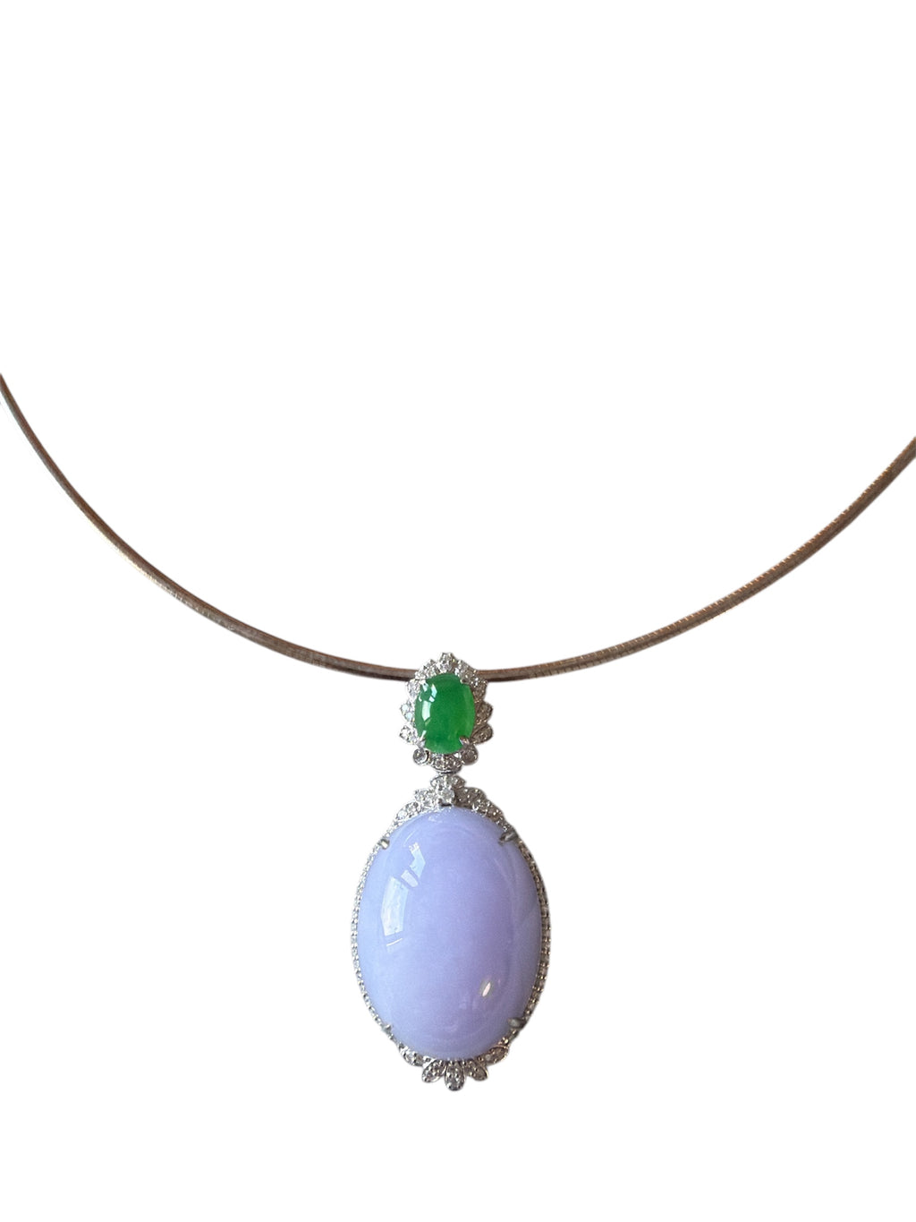 18K White Gold Purple jadeite pendant(Fire element)