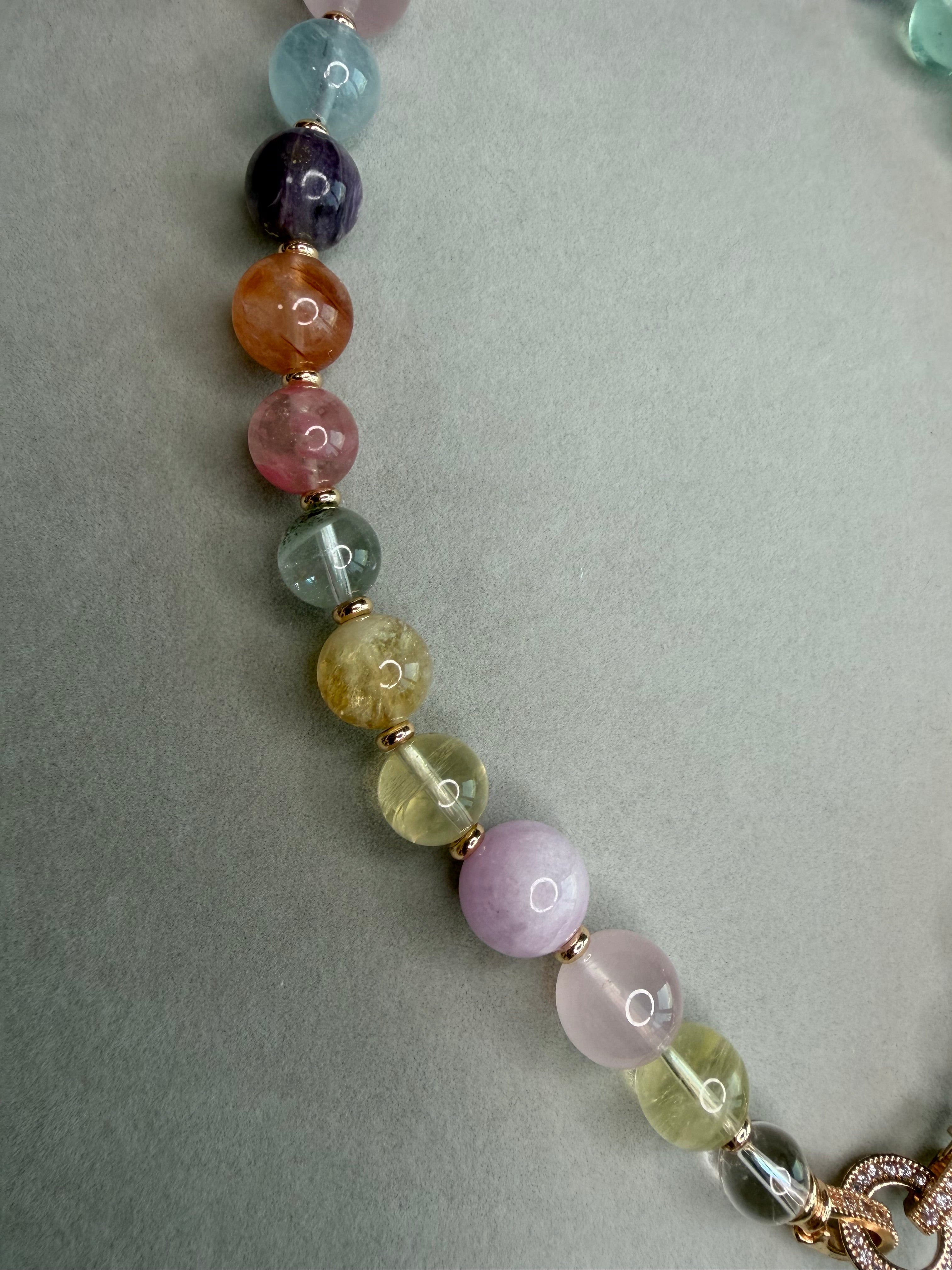 Boutique Natural Crystal Dobao Round Bead Necklace Sea Blue Treasure Black Gold Super Seven Purple Lithium Huinan Red