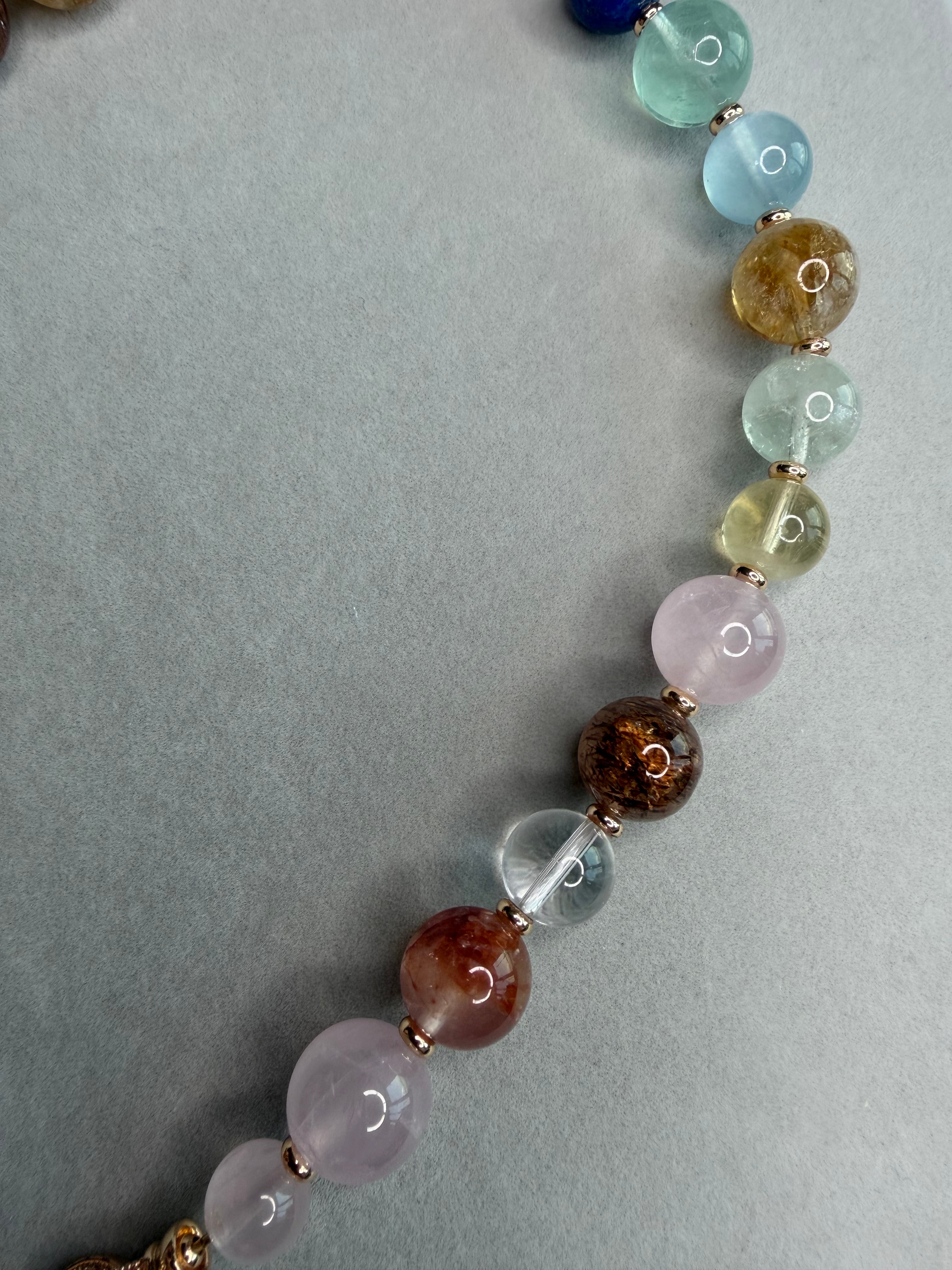 Boutique Natural Crystal Dobao Round Bead Necklace Sea Blue Treasure Black Gold Super Seven Purple Lithium Huinan Red