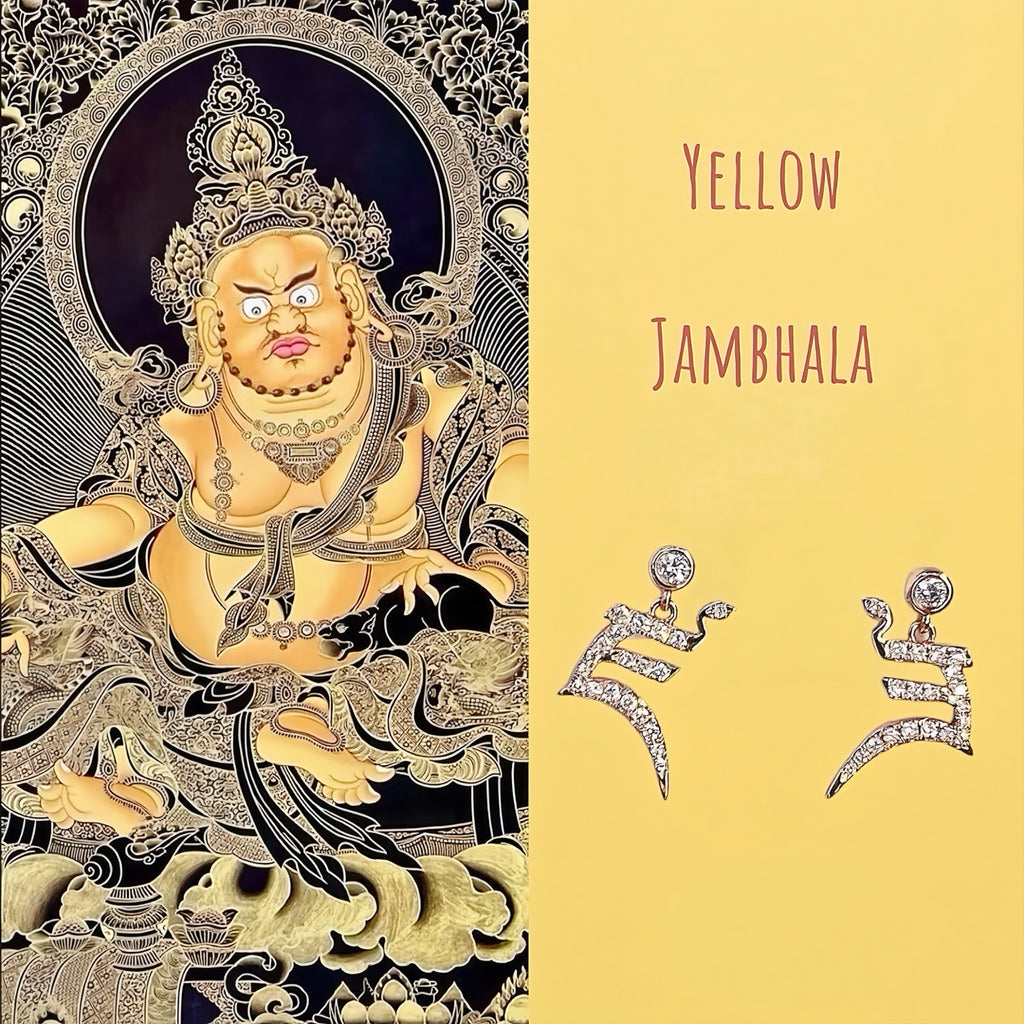Yellow Jambhala earrings (Buddhist Deity of Wealth & Abundance)