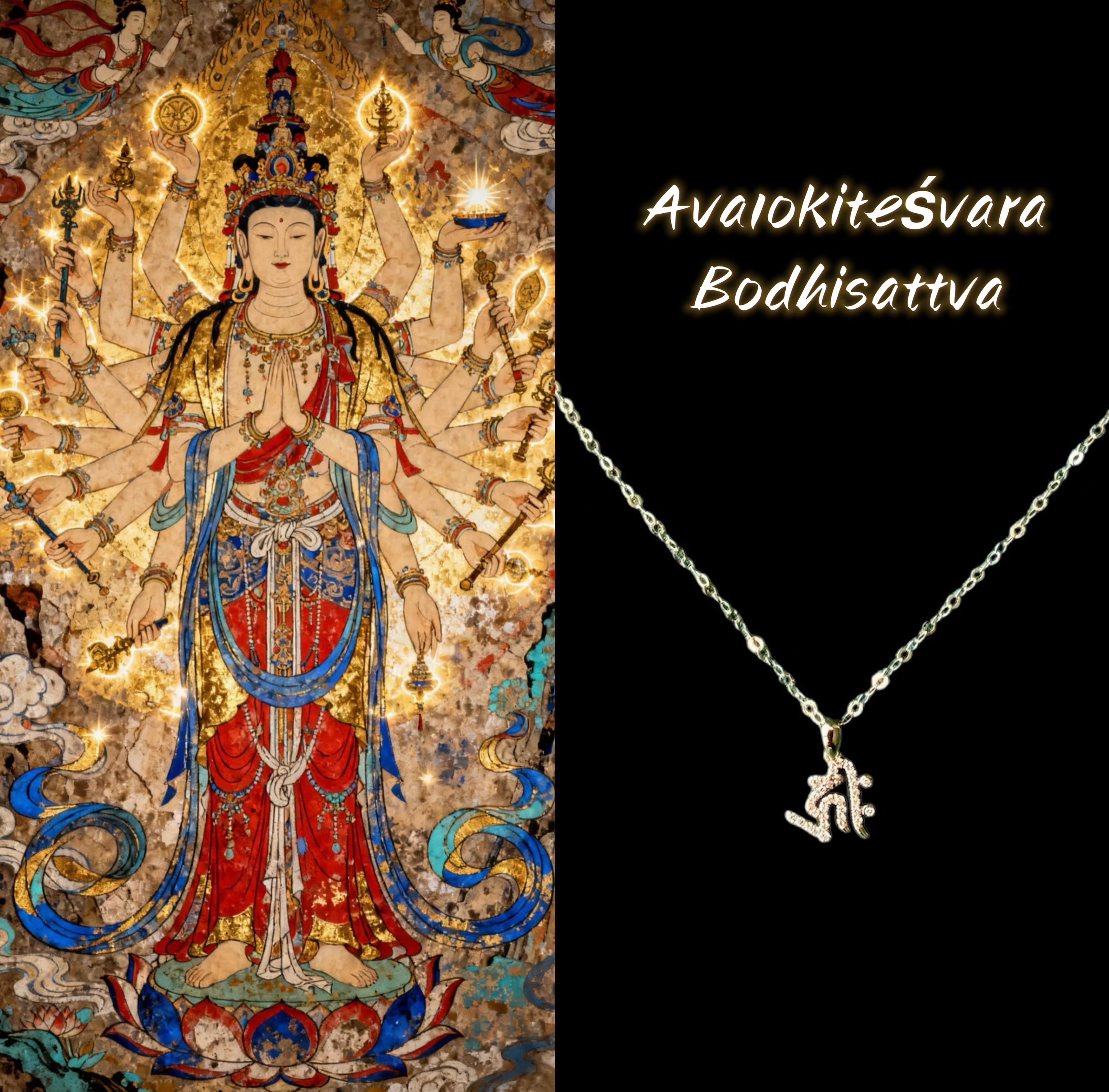 Avalokiteśvara Seed Syllable Necklace (18K)